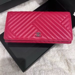 Chanel red leather wallet